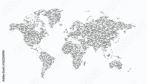 abstract gray world map in dotted style vector design