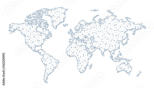 world map in connected lines concept vector design