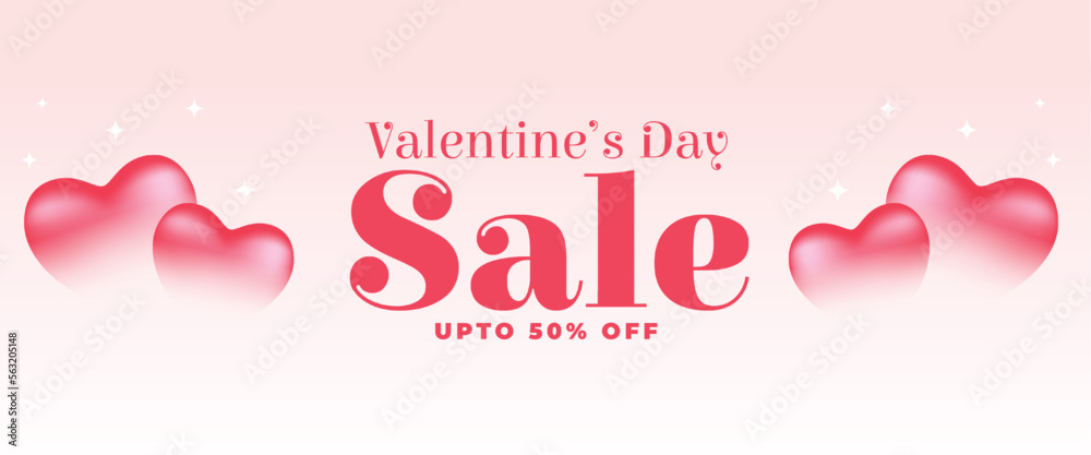 joyful valentines day honeymoon sale banner with cute love hearts