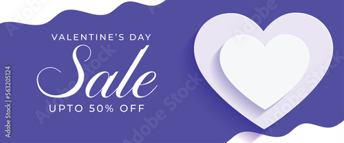happy valentines day sale banner with cute couple hearts