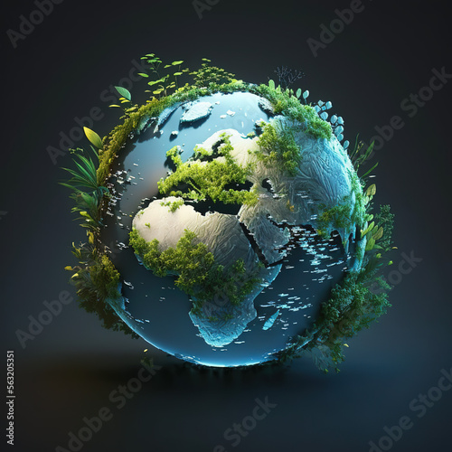Green planet earth concept  environment healthy climate change  generative AI