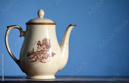 Set of ancient ceramics, pottery. Antique jug shape ceramic icon isolated on blur background