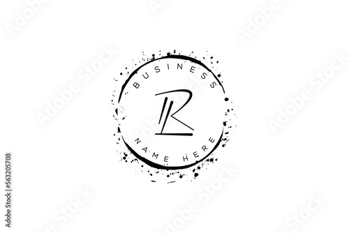Initial letter rl, lr, r, l handwritten logo with sparkling circles with decorative bohemian boho frame vector 