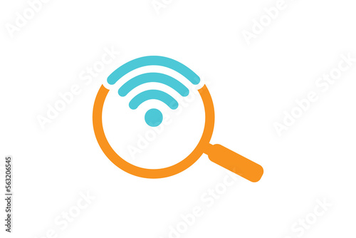 wifi search icon wireless with magnifying icon vector design isolated on white background