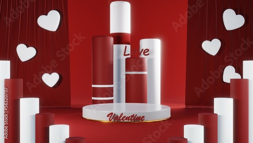 Wallpaper Mural 3D rendering of red podium for Valentine products on Valentine's Day. Torontodigital.ca