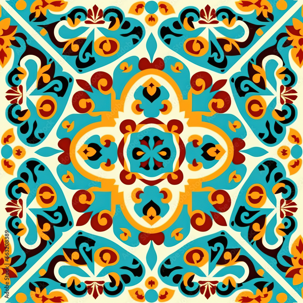 Modern pattern with Kazakh folk ornament - generated by Generative AI
Modern pattern with Kazakh folk ornament - generated by Generative AI