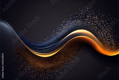 Gold and silver, midnight blue magic elegant glitter light glowing background, gold and dark background