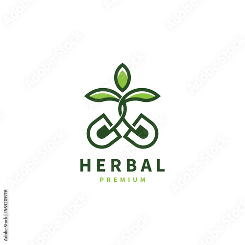 herbal capsule and leaf logo design for medicine icon logo 2