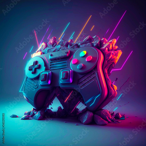 Modern Gamepad Joystick illustration. Generative Ai.