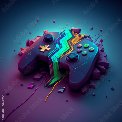 Modern Gamepad Joystick illustration. Generative Ai.