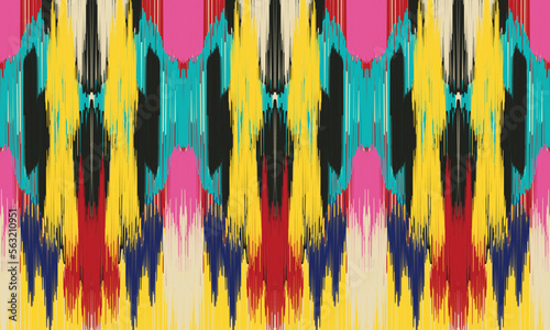 Ethnic abstract ikat art. Fabric Morocco, geometric ethnic pattern seamless  color oriental. Background, Design for fabric, curtain, carpet, wallpaper, clothing, wrapping, Batik, vector illustration