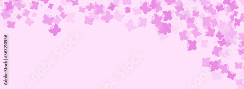 Pink background with colorful confetti butterflies.