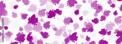 White background with pink confetti butterflies.