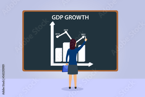 business person with GDP graph