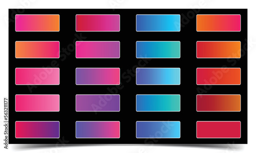 Bundle set of vector colorful Screen gradient set. Screen vector design for mobile app. Vibrant smooth colors, screen design for mobile app. Vibrant smooth colors, multicolored gradients. Vector