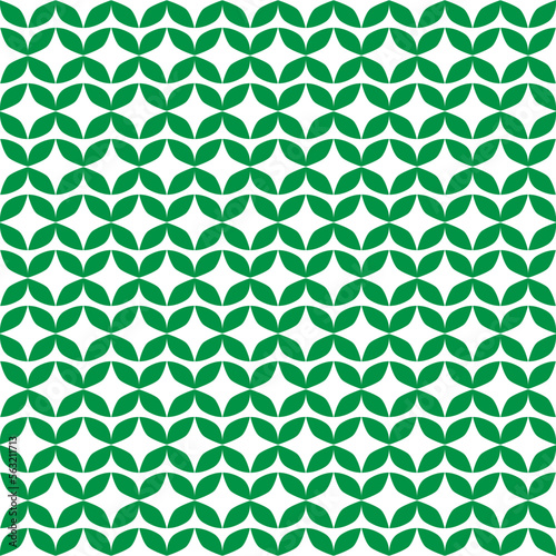 Green mod quatrefoil vector seamless pattern background. White and green Moroccan lattice print. repeating pattern tile included.
