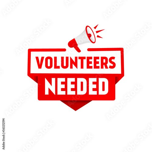 Megaphone with Volunteers needed banner icon design. Modern Vector.