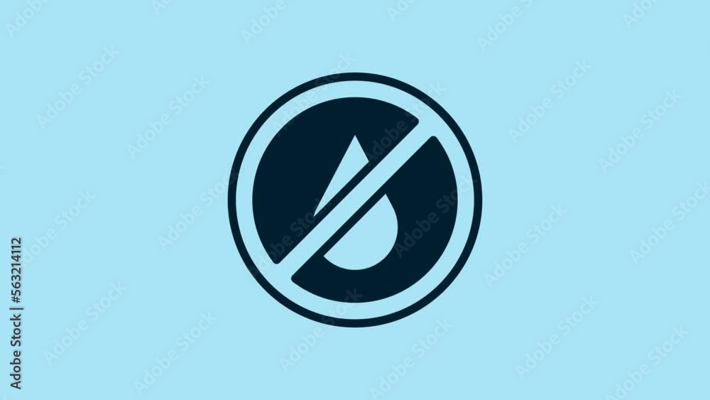 Blue No water icon isolated on blue background. Ramadan festival related. 4K Video motion graphic animation Blue No water icon isolated on blue background. Ramadan festival related. 4K Video motion graphic animation