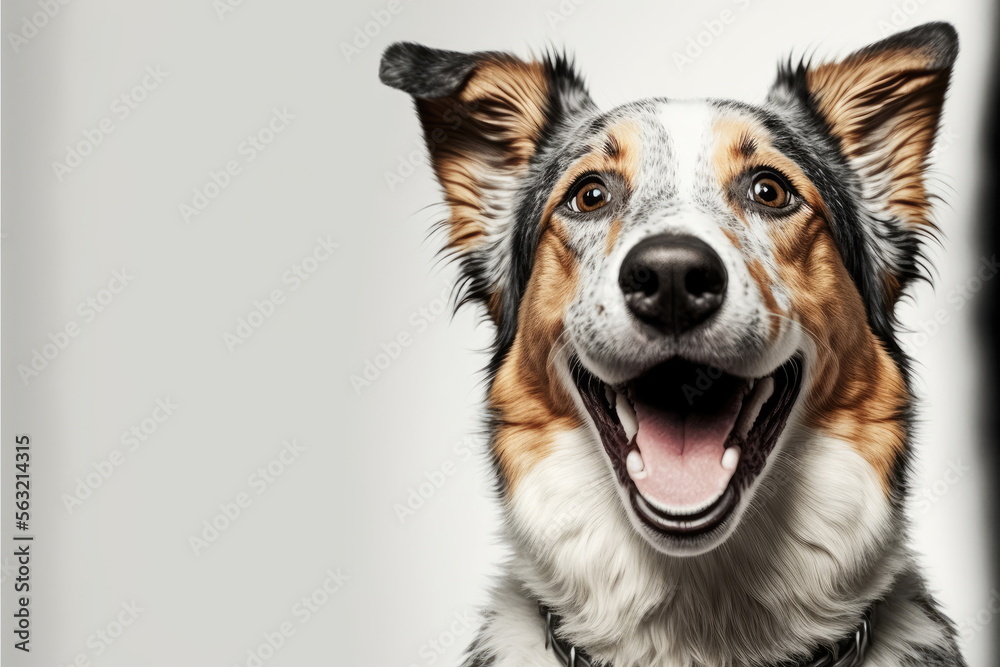 a dog is smiling on white background, Made by AI,Artificial intelligence
a dog is smiling on white background, Made by AI,Artificial intelligence