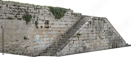 Fototapeta Naklejka Na Ścianę i Meble -  Isolated PNG cutout of French medieval stairs on a transparent background, ideal for photobashing, matte-painting, concept art