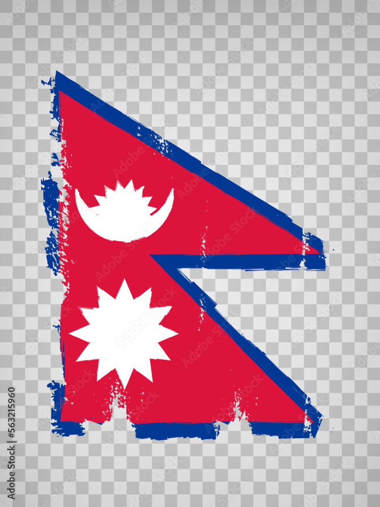 Flag of Nepal brush stroke background. Flag Federal Democratic Republic of Nepal on transparent background for your design, app, UI. Stock vector. EPS10. Flag of Nepal brush stroke background. Flag Federal Democratic Republic of Nepal on transparent background for your design, app, UI. Stock vector. EPS10.