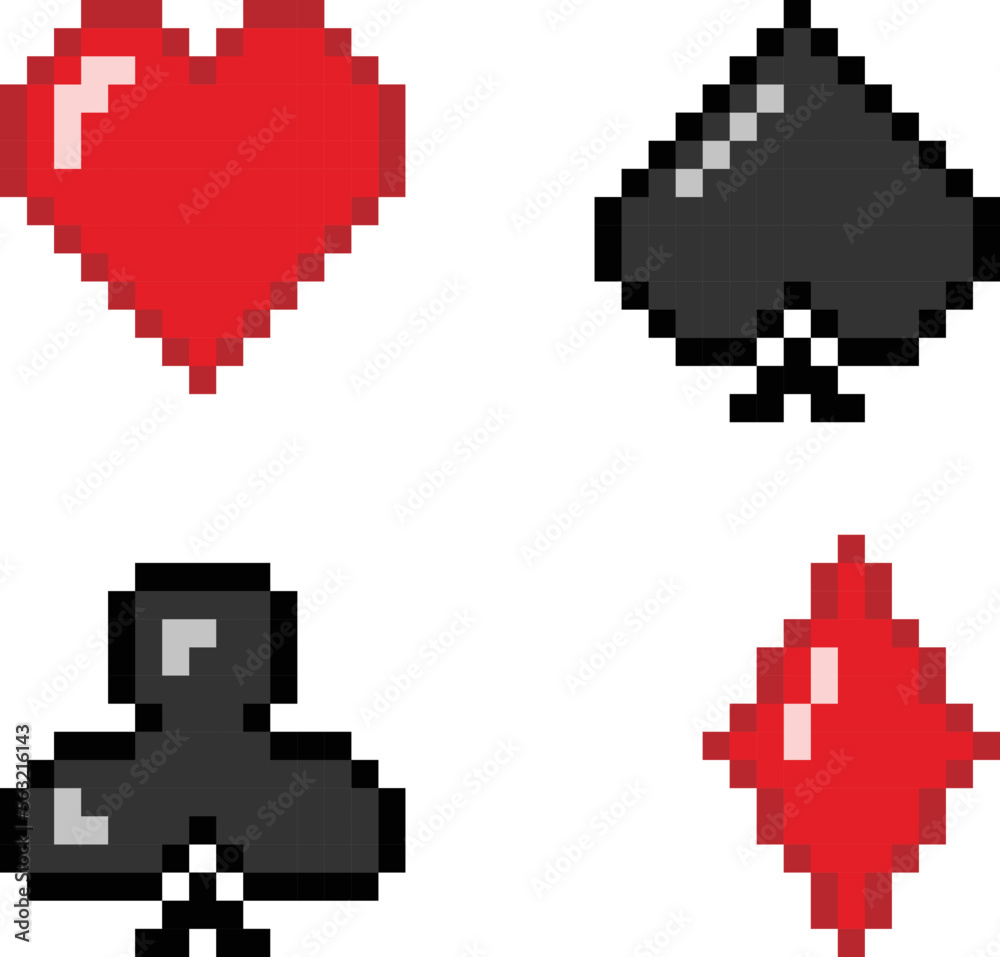 playing card signs pixel vector playing card signs pixel vector