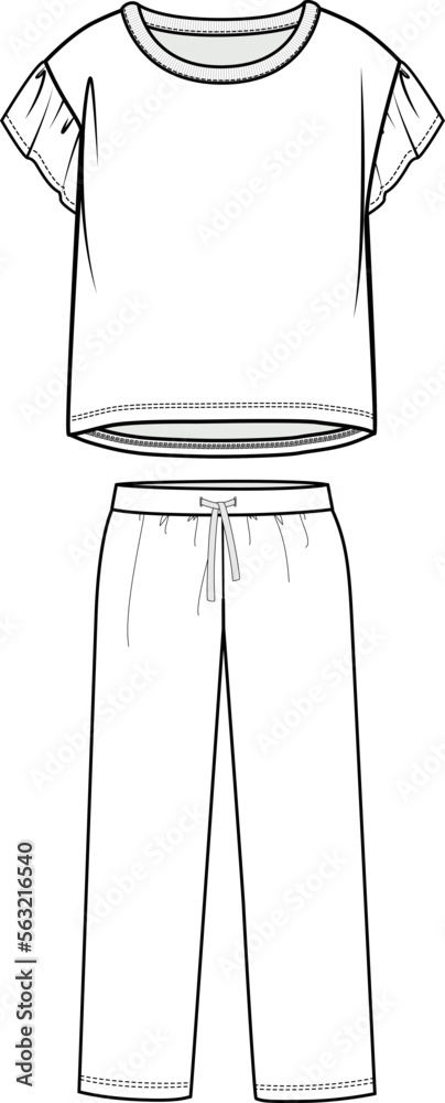 KIDS WEAR TEE AND JOGGER PAJAMA SET FASHION FLAT DESIGN VECTOR KIDS WEAR TEE AND JOGGER PAJAMA SET FASHION FLAT DESIGN VECTOR