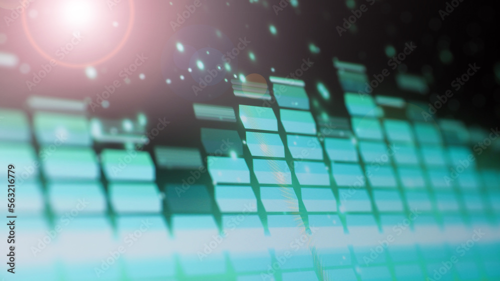 Obraz premium Sound equalizer. Wave pattern of music sounds element on monitor screen. Digital equalizer. Modern song equalisers dark background. Colorful waveform of musical soundtrack. Music equalizers display.