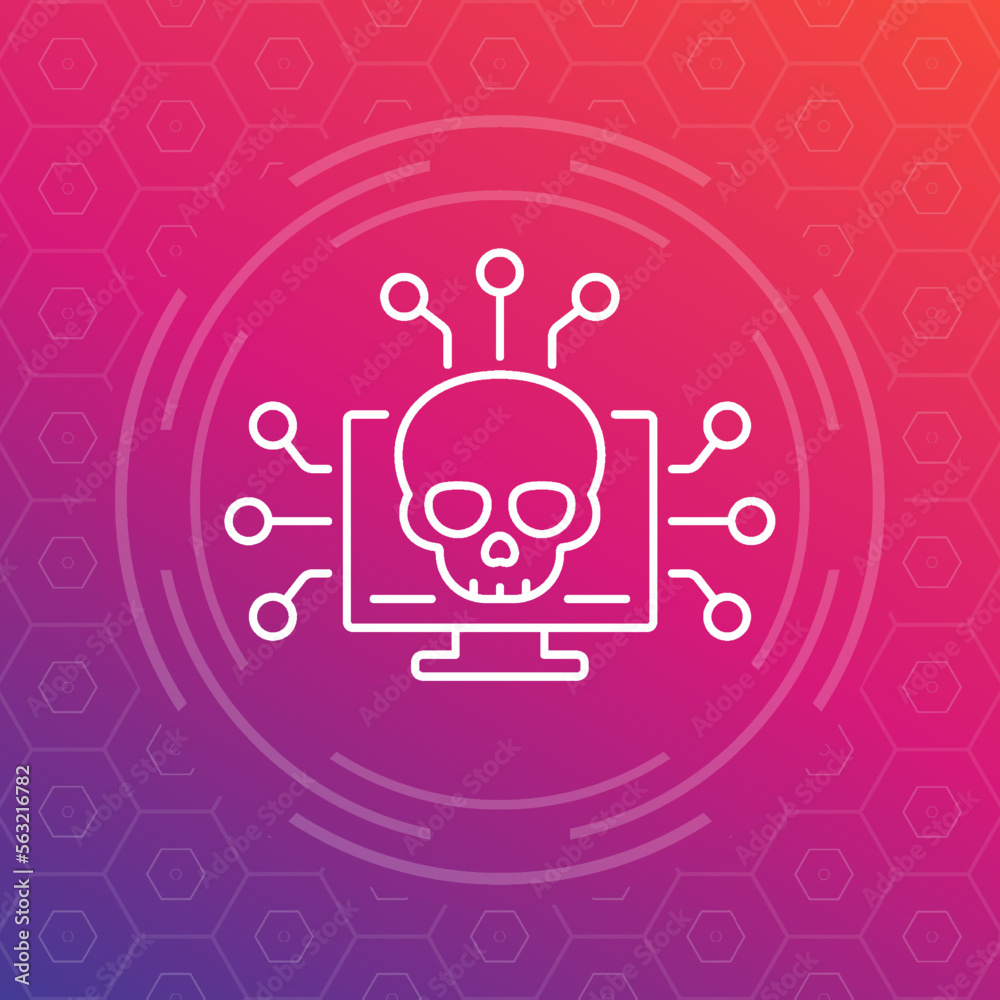 Botnet line icon, malware in computer vector