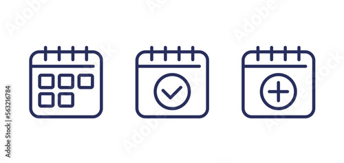 calendar and schedule icons, line vector