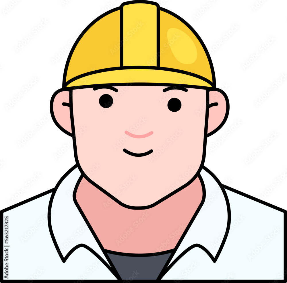 Engineering man boy avatar User person labor safety helmet Colored Outline Style Engineering man boy avatar User person labor safety helmet Colored Outline Style