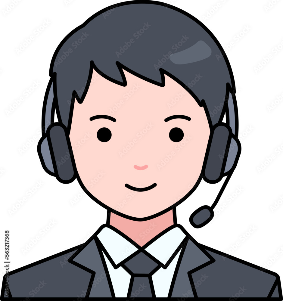 Service call center Man User avatar person people Colored Outline Style