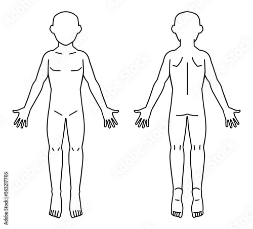 人体図、シェーマ、身体部位カルテ用、男性