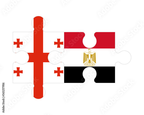 Puzzle of flags of Georgia and Egypt, vector