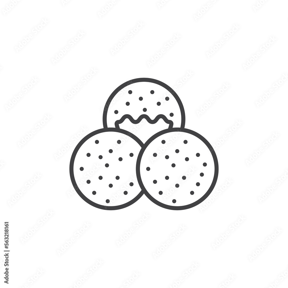 Sesame balls line icon. linear style sign for mobile concept and web design. Chinese fried sesame balls outline vector icon. Sesame balls line icon. linear style sign for mobile concept and web design. Chinese fried sesame balls outline vector icon.