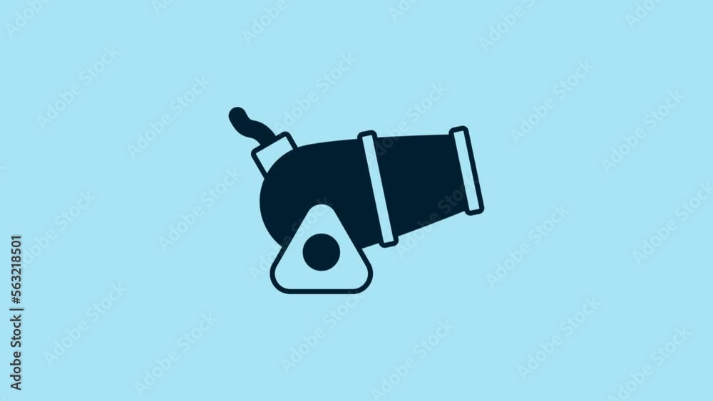 Blue Cannon icon isolated on blue background. Medieval weapons. 4K Video motion graphic animation Blue Cannon icon isolated on blue background. Medieval weapons. 4K Video motion graphic animation