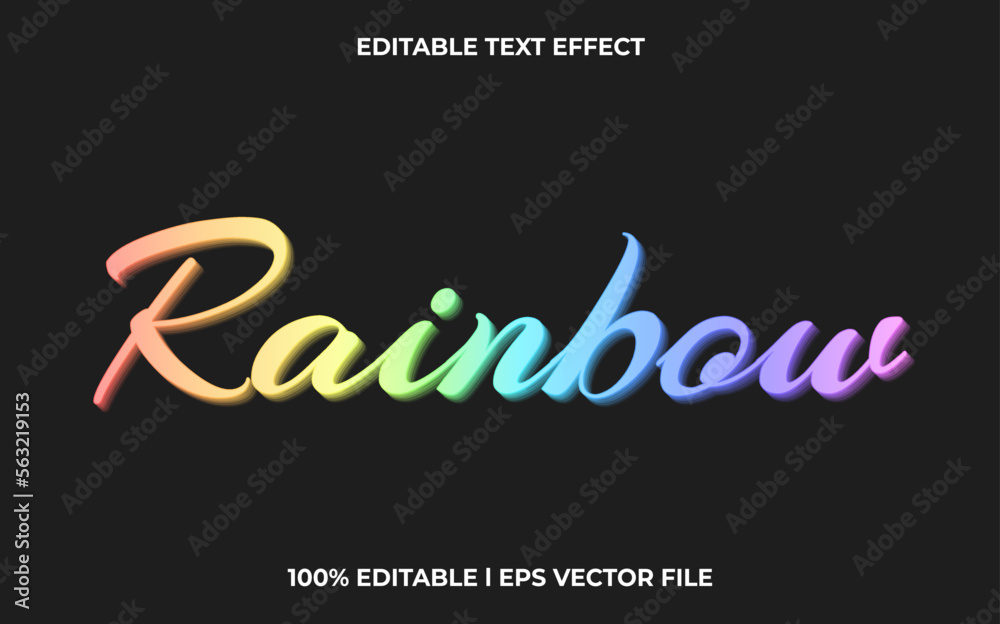 Rainbow editable text effect, lettering typography font style, modern ...