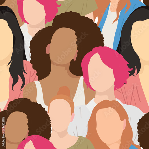 Group of women of different nationalities. Pattern for design