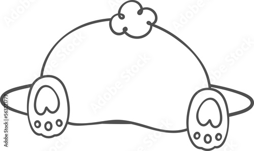 cute fat butt bunny rabbit kawaii animal in hole with carrot cartoon doodle outline