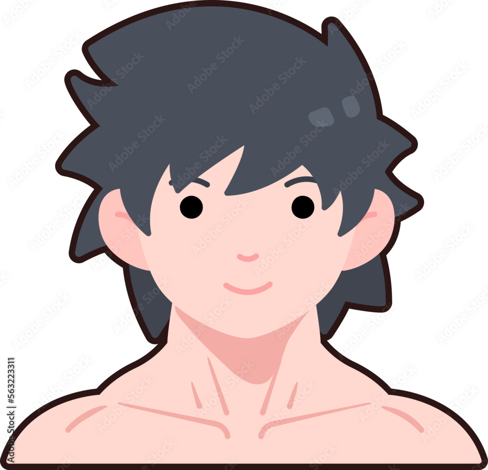 Muscle Man boy avatar User person people cartoon cute Flat Sticker Black Style