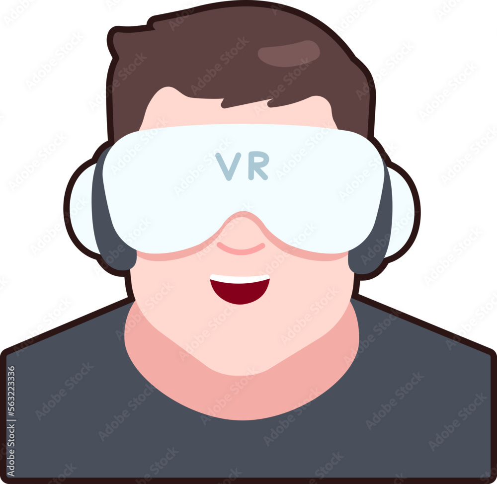 VR Technology Student User Big man avatar person social Flat Sticker Black Style VR Technology Student User Big man avatar person social Flat Sticker Black Style