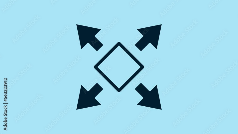 Blue Many ways directional arrow icon isolated on blue background. 4K Video motion graphic animation Blue Many ways directional arrow icon isolated on blue background. 4K Video motion graphic animation