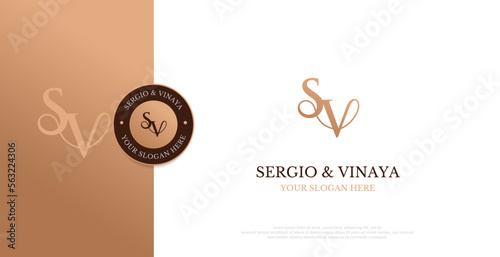 Wedding Logo Initial SV Logo Design Vector