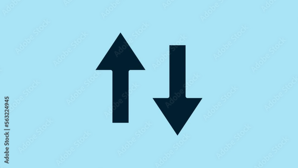 Blue Arrow icon isolated on blue background. Direction Arrowhead symbol. Navigation pointer sign. 4K Video motion graphic animation Blue Arrow icon isolated on blue background. Direction Arrowhead symbol. Navigation pointer sign. 4K Video motion graphic animation