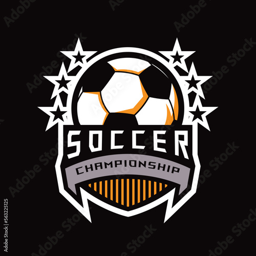 Vector football soccer championship logo design premium vector