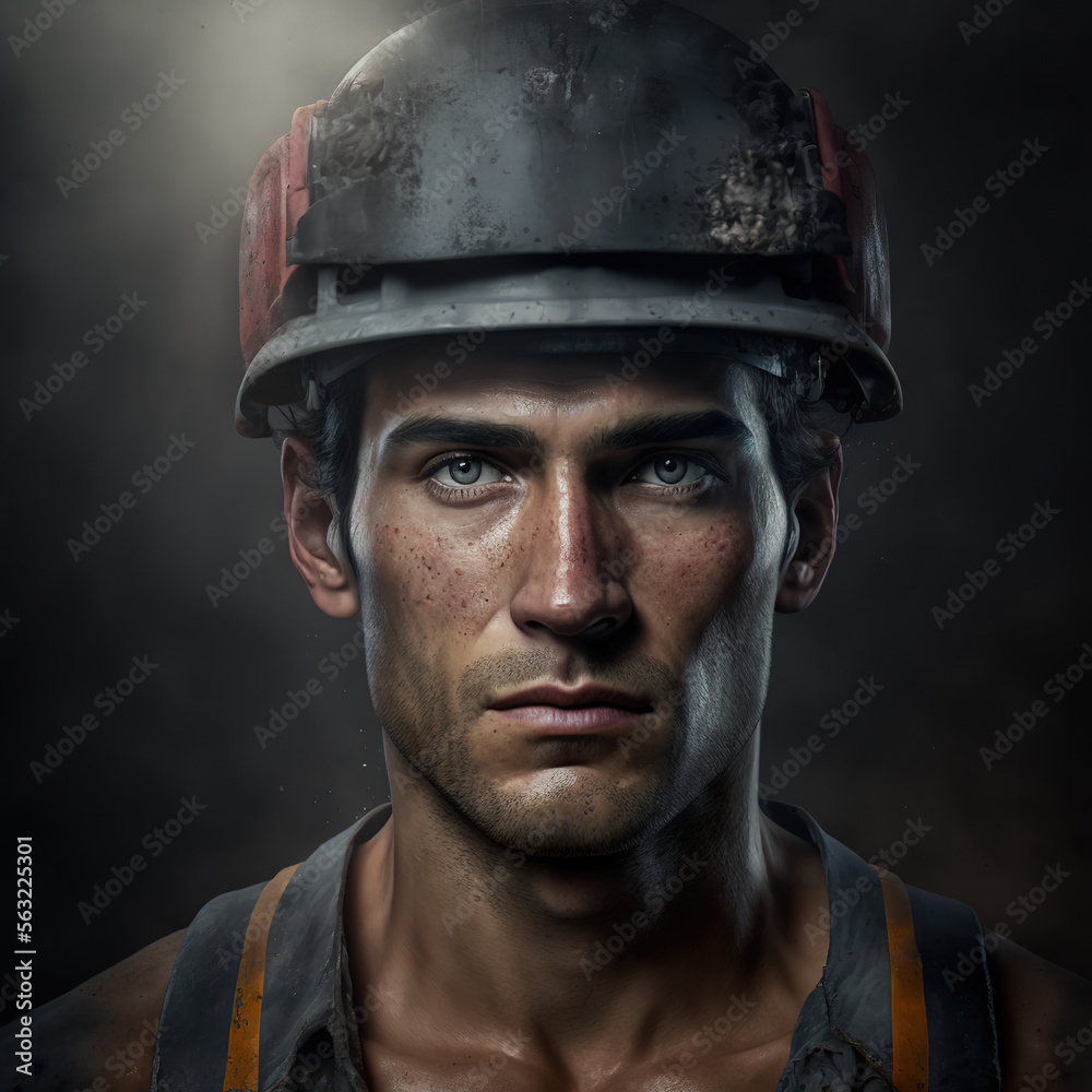 portrait of a miner. generative AI  - obrazy, fototapety, plakaty 