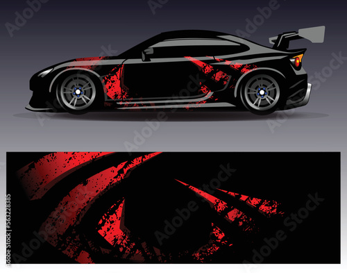 Car wrap design vector. Graphic abstract stripe racing background kit designs for wrap vehicle  race car  rally  adventure and livery