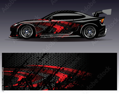 Car wrap design vector. Graphic abstract stripe racing background kit designs for wrap vehicle  race car  rally  adventure and livery