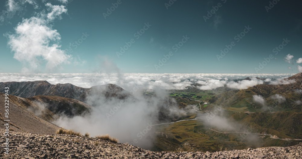 New Zealand landscape from the top of Foggy peak