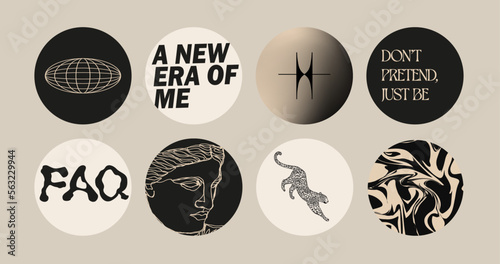 Set of vector icons for your business, scrapbooking, bullet journalling, instagram story buttons. Vector set design templates icons and emblems - social media story highlight.	
